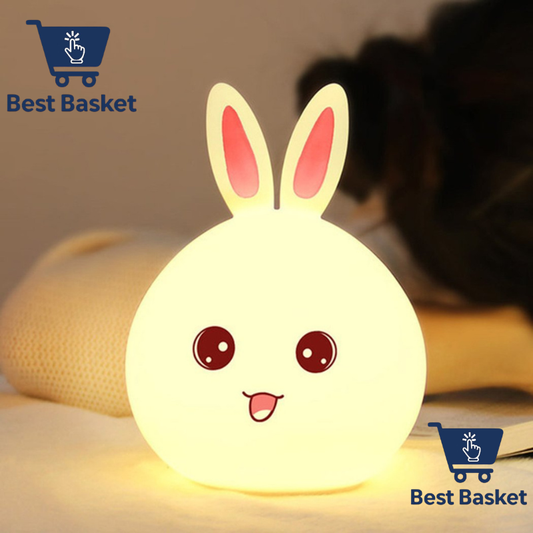 Cute Bunny LED Night Lamp for Kids | Rechargeable Silicone Touch Lamp with Color Changing Light | Baby Night Light & Gift Lamp