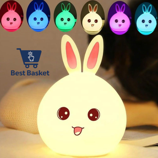 Cute Bunny LED Night Lamp for Kids | Rechargeable Silicone Touch Lamp with Color Changing Light | Baby Night Light & Gift Lamp